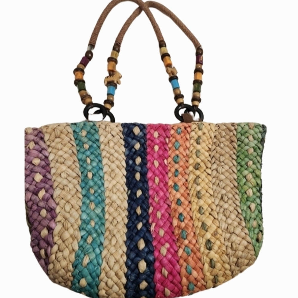 Vintage Cappelli Woven Straw Tote Bag